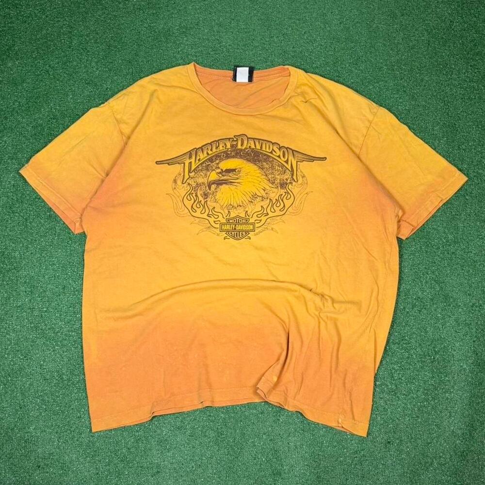 Harley Davidson Southern Thunder Route 61 Tee Mens XXL Yellow Y2K Biker Eagle